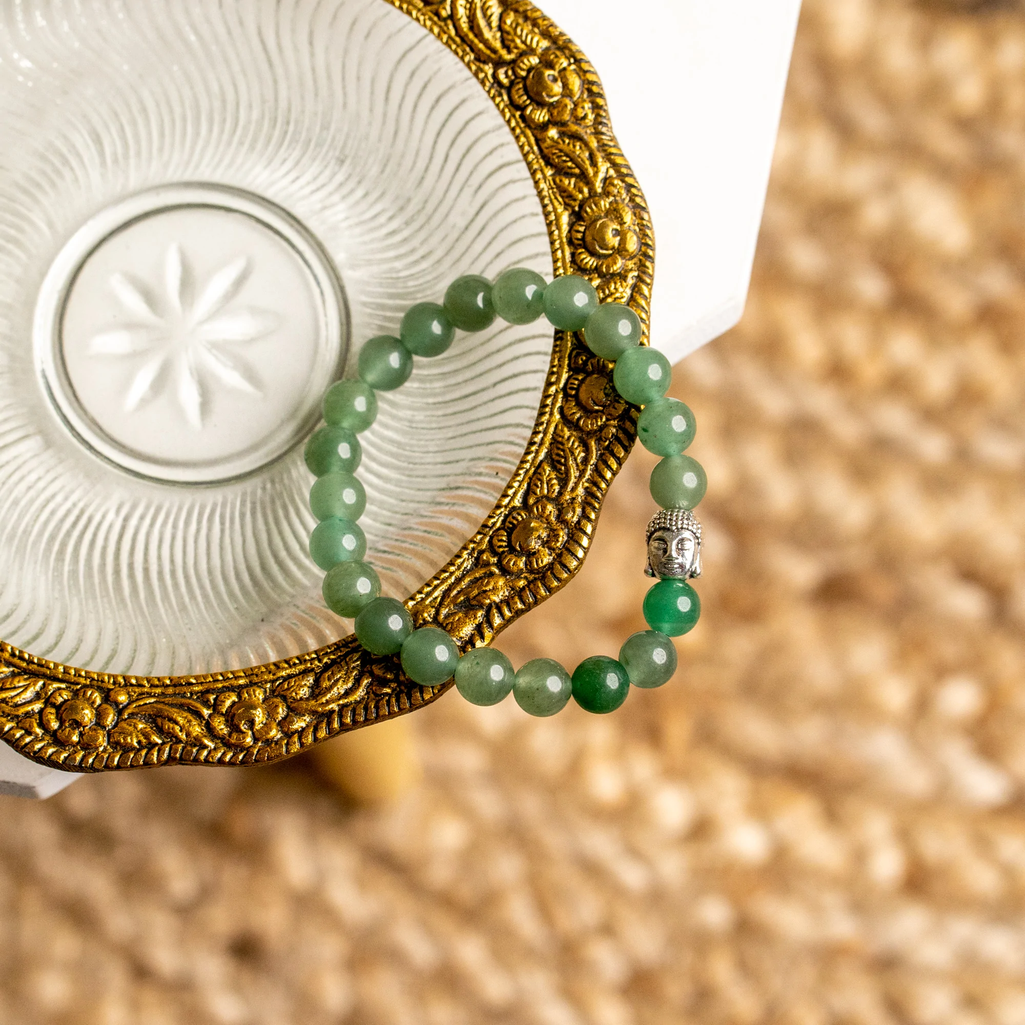 Spiritual Elementz Reiki Charged Green Aventurine Gemstone (7-8 mm) Green Aventurine Gemstone Chakra Stretch Bracelet Unisex for Healing ''Stone of Bringing Harmony''