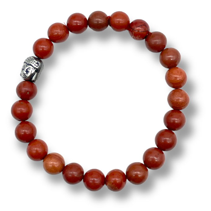 Spiritual Elementz Reiki Charged Red Jasper Gemstone (7-8 mm) Red Gemstone Chakra Stretch Bracelet (21-24 Beads) Unisex for Healing (Stone For Strong Spiritual grounding Vibration)