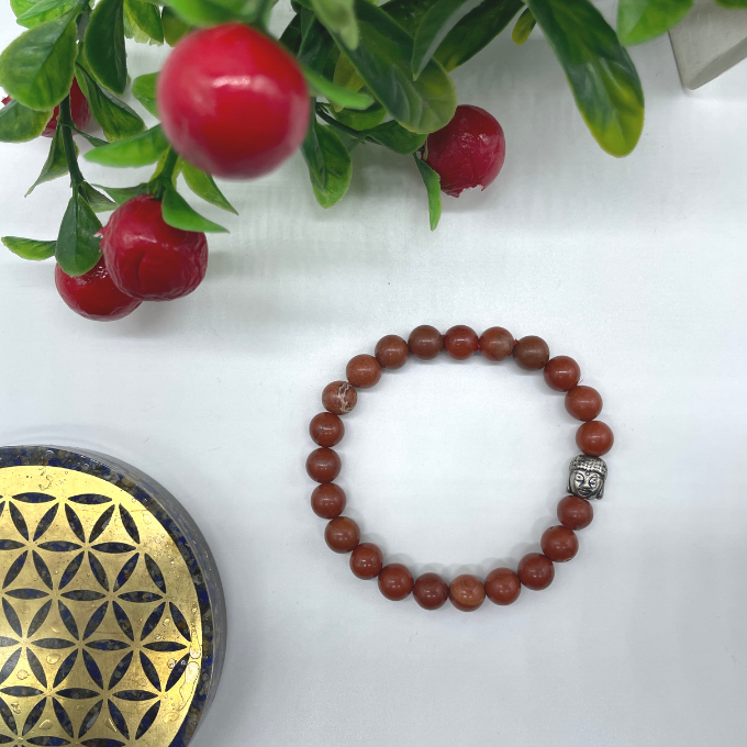 Spiritual Elementz Reiki Charged Red Jasper Gemstone (7-8 mm) Red Gemstone Chakra Stretch Bracelet (21-24 Beads) Unisex for Healing (Stone For Strong Spiritual grounding Vibration)