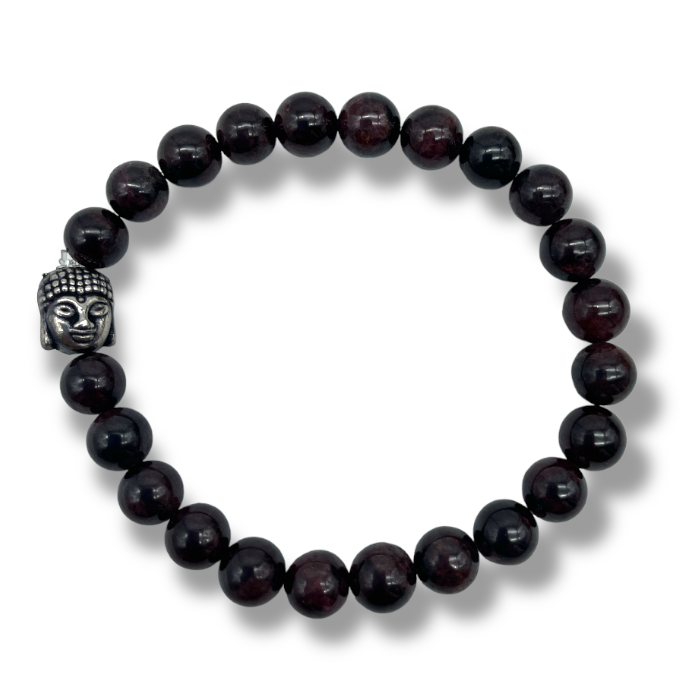 Spiritual Elementz Reiki Charged Garnet Gemstone (7-8 mm) Brown Gemstone Chakra Stretch Bracelet (21-24 Beads) Unisex for Healing (Stone of Love and The Relationship).
