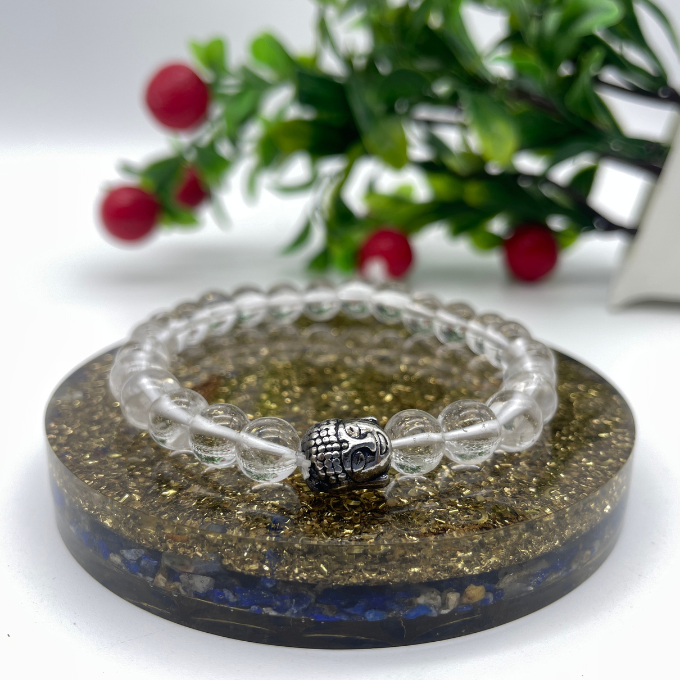 Spiritual Elementz Reiki Charged Crystal Gemstone Bracelet (7-8 mm) (21-24 Beads) "Stone of Purity & Postivity" Also Known As Master Healer.