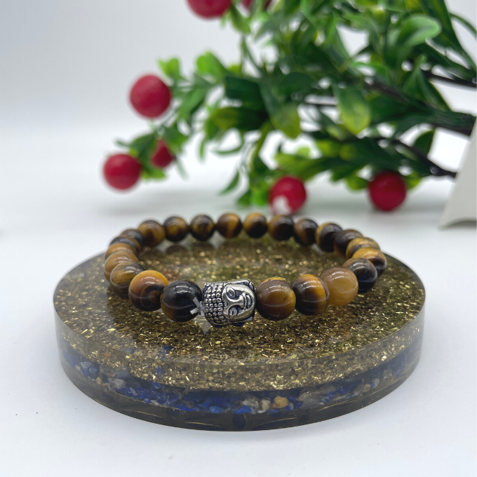 Spiritual Elementz Reiki Charged Tiger Eye Gemstone Bracelet (7-8 mm) (21-24 Beads)"Stone of Protection & Harmony".