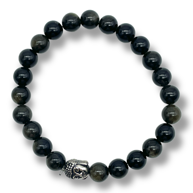 Spiritual Elementz Reiki Charged Gift Natural Gemstone (7-8 mm) Black Obsidian Gemstone Chakra Stretch Bracelet (21-24 Beads) Unisex for Healing (Stone of Healing Dark Sides)
