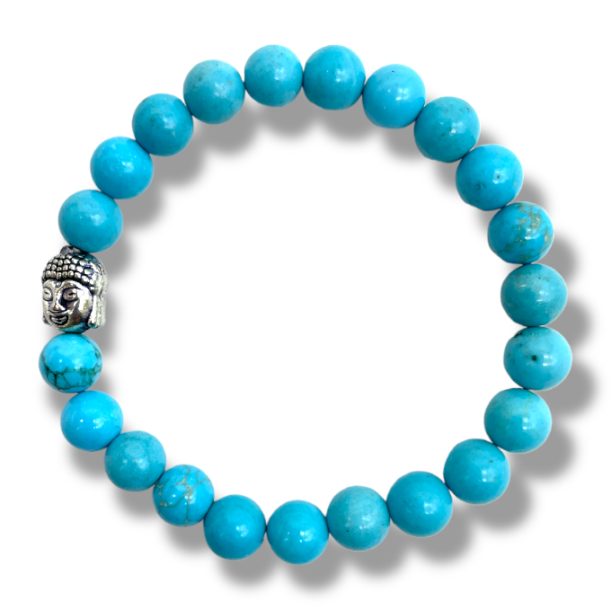 Spiritual Elementz Reiki Charged Gift Natural Gemstone (7-8mm) Turquoise Bracelet Gemstone Chakra Stretch Bracelet (21-24 Beads) Unisex for Healing.