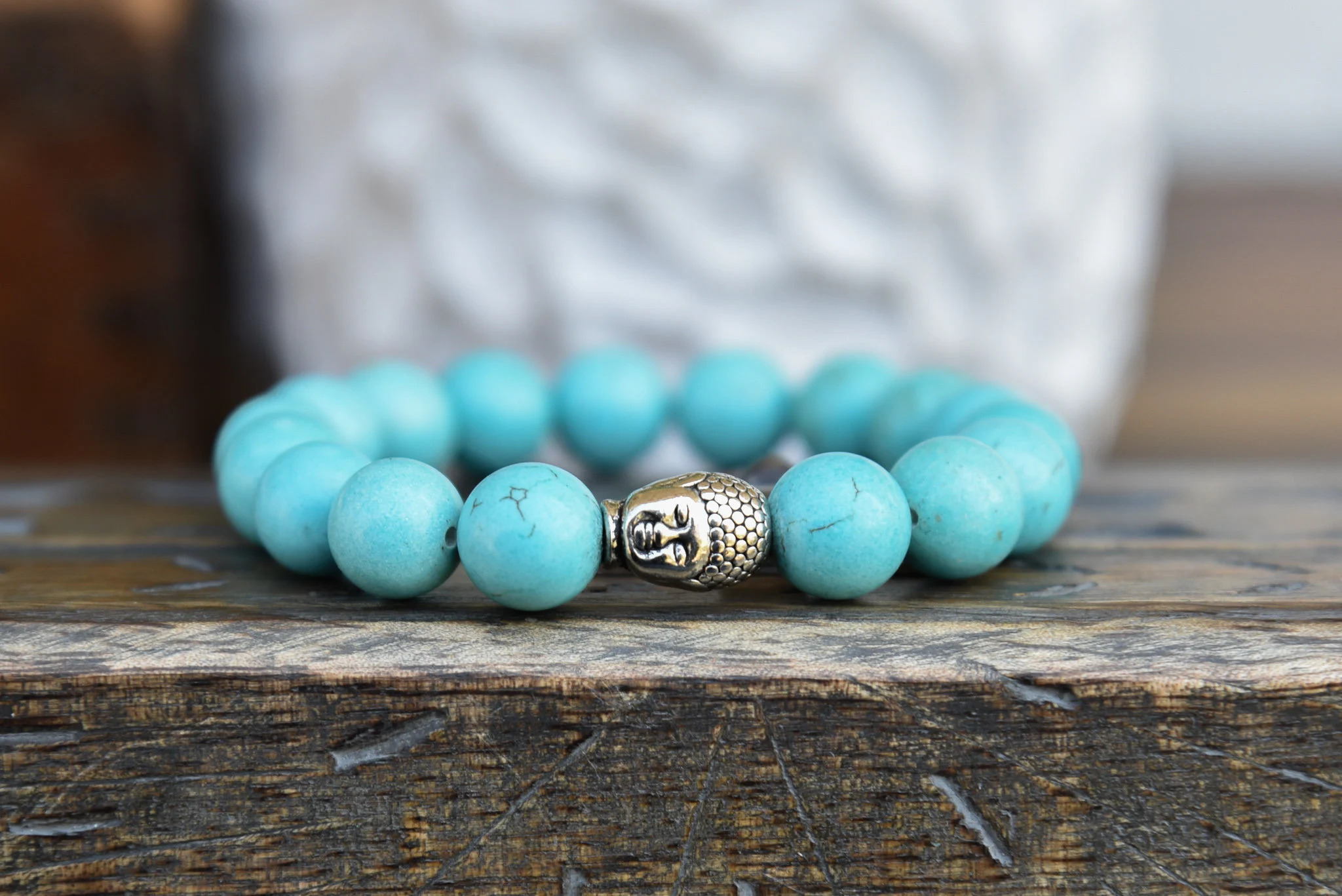 Spiritual Elementz Reiki Charged Gift Natural Gemstone (7-8mm) Turquoise Bracelet Gemstone Chakra Stretch Bracelet (21-24 Beads) Unisex for Healing.
