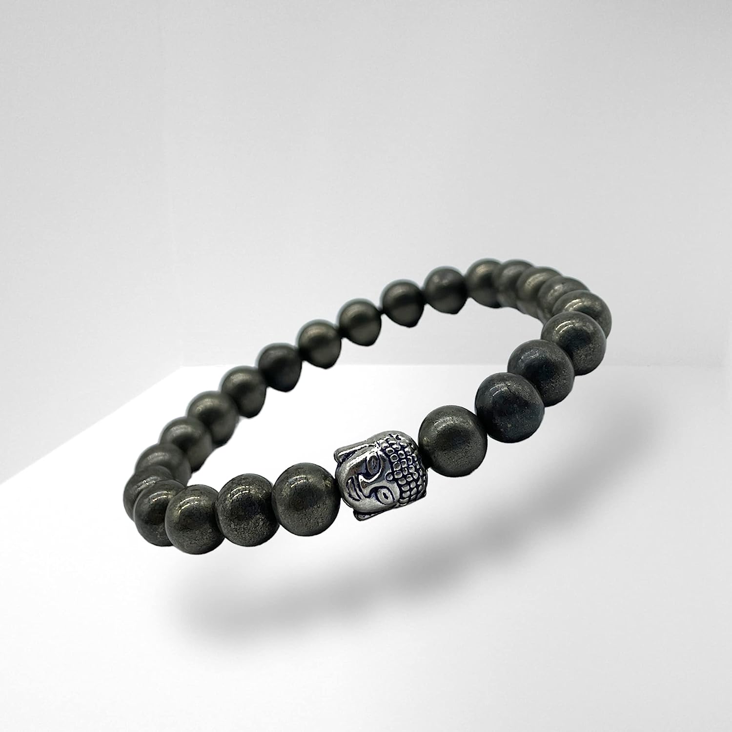 Spiritual Elementz Pyrite Gemstone Stretch Bracelet (7-8 mm) (21-24 Beads) Unisex for Healing