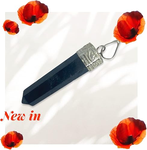 Spiritual Elementz Reiki Energized Gift Natural Crystal Black Obsidian Gemstone Chakra Charm Pointed Pendant Unisex For Healing