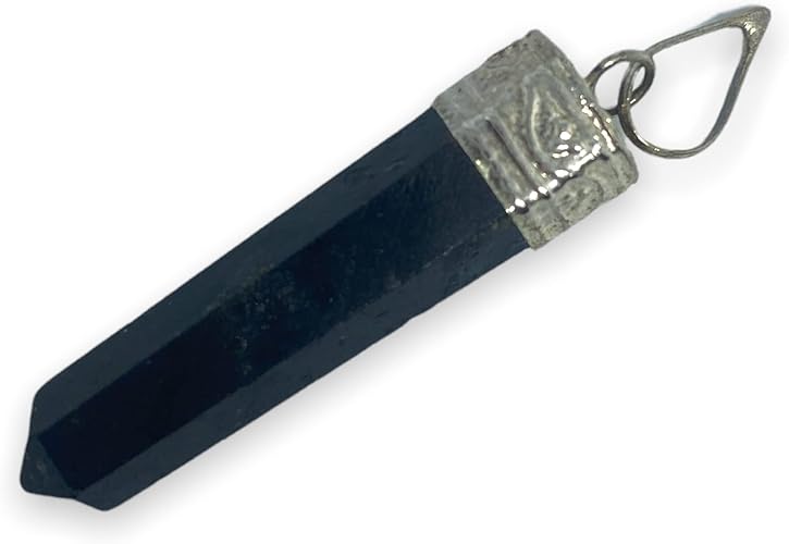 Spiritual Elementz Reiki Energized Gift Natural Crystal Black Obsidian Gemstone Chakra Charm Pointed Pendant Unisex For Healing