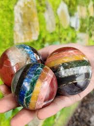 Spiritual Elementz Reiki Crystal Products 7 Chakra Bonded Natural Sphere Ball-(40-50mm).
