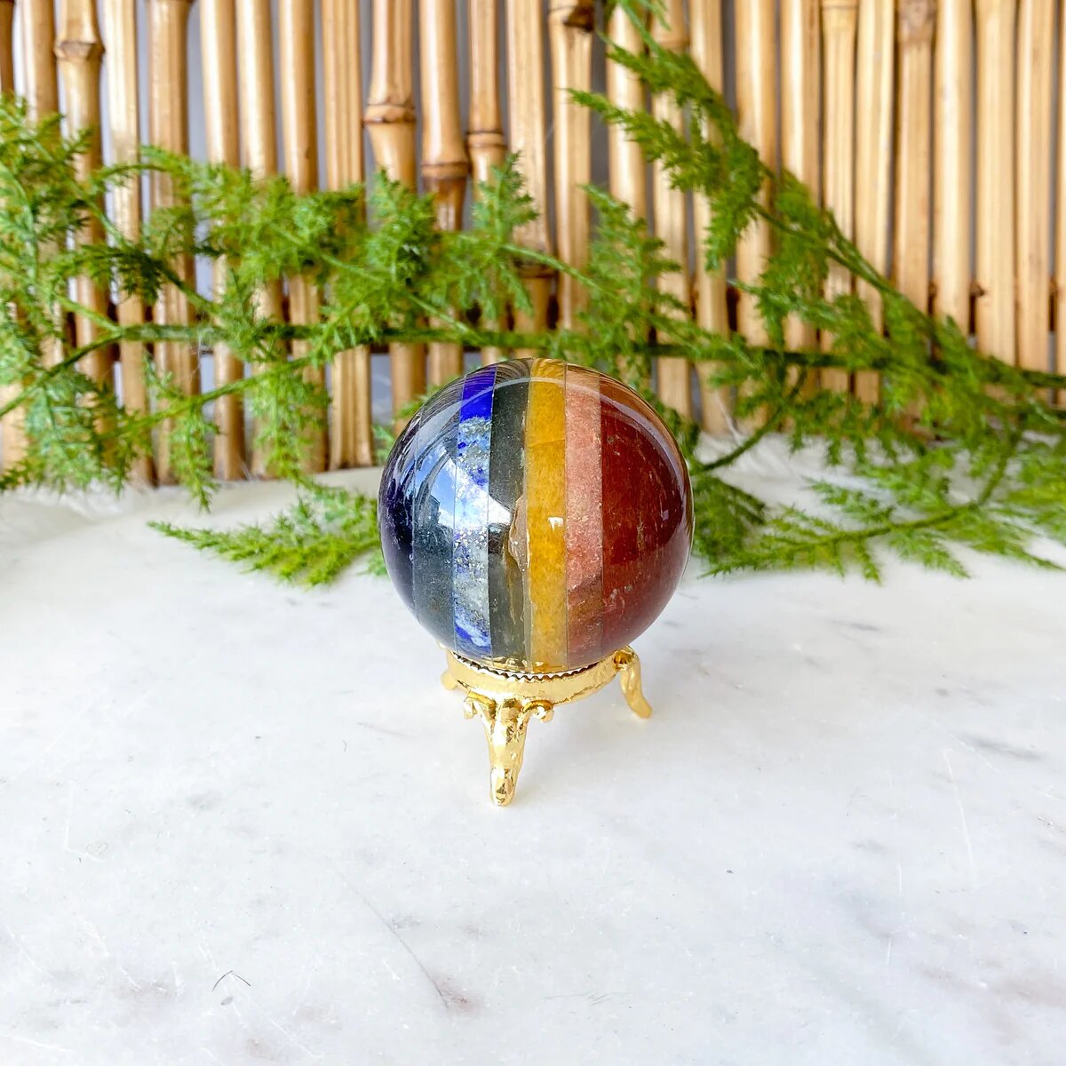 Spiritual Elementz Reiki Crystal Products 7 Chakra Bonded Natural Sphere Ball-(40-50mm).