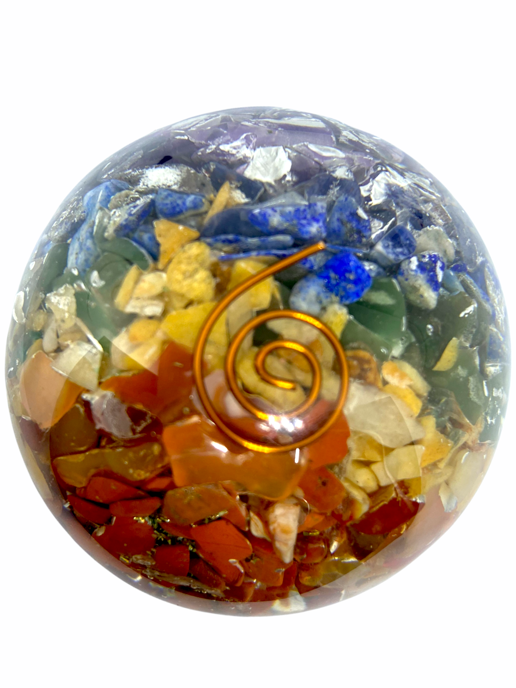 Spiritual Elementz 7 Chakra Sphere Orgone Gemstone Ball for Reiki and Home Decor, Crystals and Healing Stones,(40-50mm) Stone of Purifying The Body