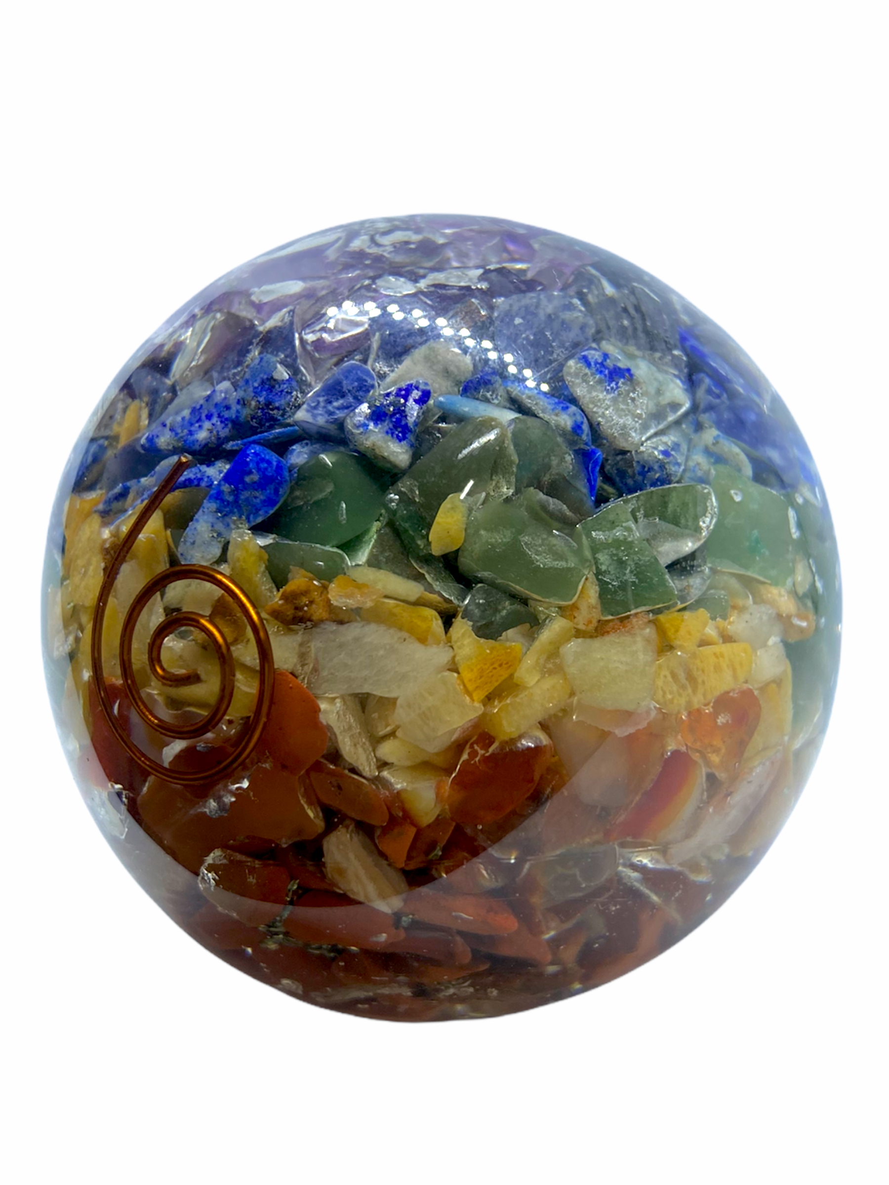 Spiritual Elementz 7 Chakra Sphere Orgone Gemstone Ball for Reiki and Home Decor, Crystals and Healing Stones,(40-50mm) Stone of Purifying The Body