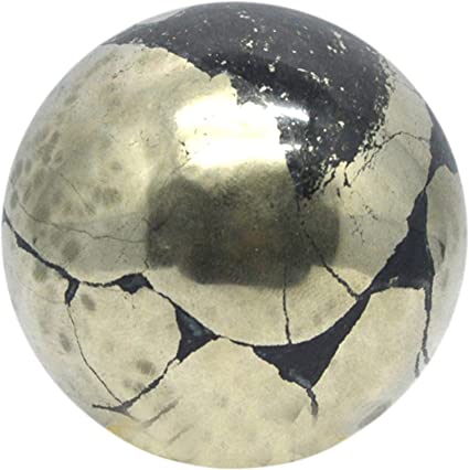 Spiritual Elementz Pyrite Sphere Gemstone Ball for Reiki and Home Decor, Crystals and Healing Stones,(40-50mm) Stone of Luck