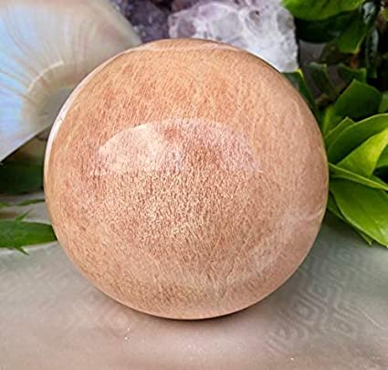 Spiritual Elementz Natural Peach Moonstone Sphere Ball Gemstone for Reiki and Home Decor, Crystals and Healing Stones,(40-50mm) Stone of Emotional Health