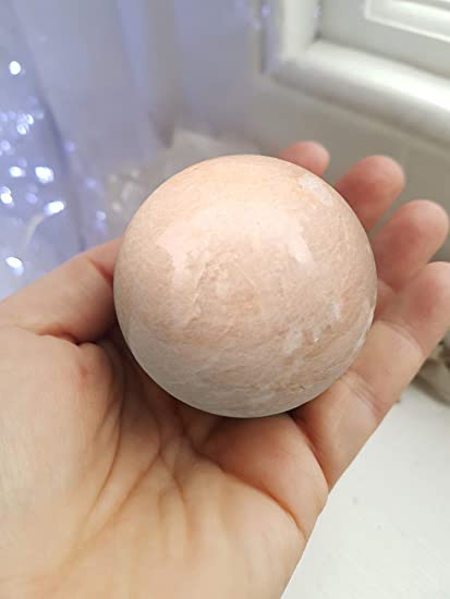 Spiritual Elementz Natural Peach Moonstone Sphere Ball Gemstone for Reiki and Home Decor, Crystals and Healing Stones,(40-50mm) Stone of Emotional Health