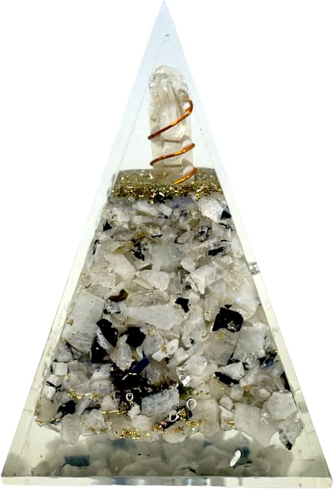Spiritual Elementz Nubian Rainbow Moonstone Orgone Pyramid Stone for Healing from Limiting Negative Mind Control