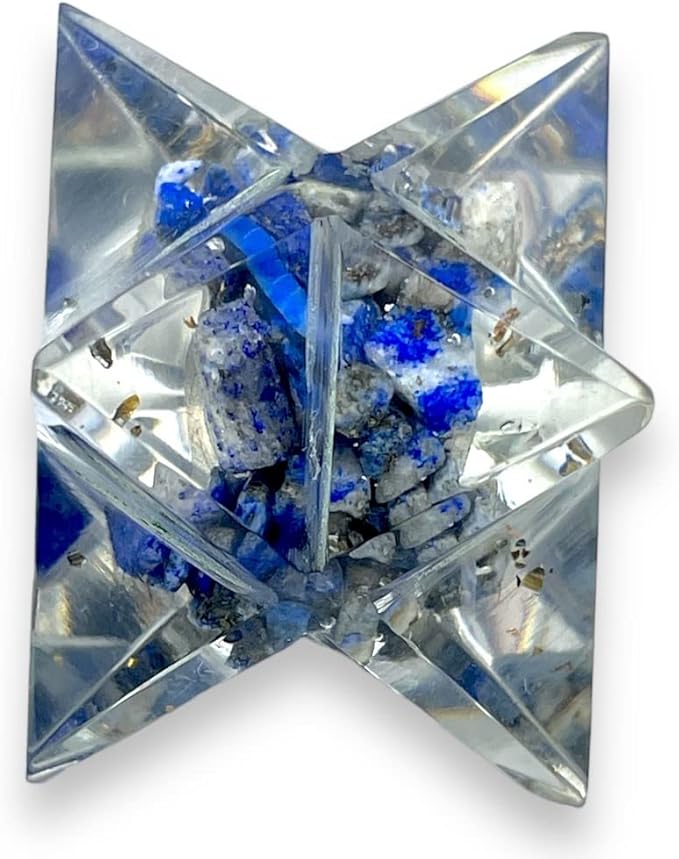 Spiritual Elementz Merkaba Star for Healing Reiki Spiritual Divine Therapy Energy, Pocket Stone Eight-Pointed Stars 1"(25mm) (Lapis Lazuli)