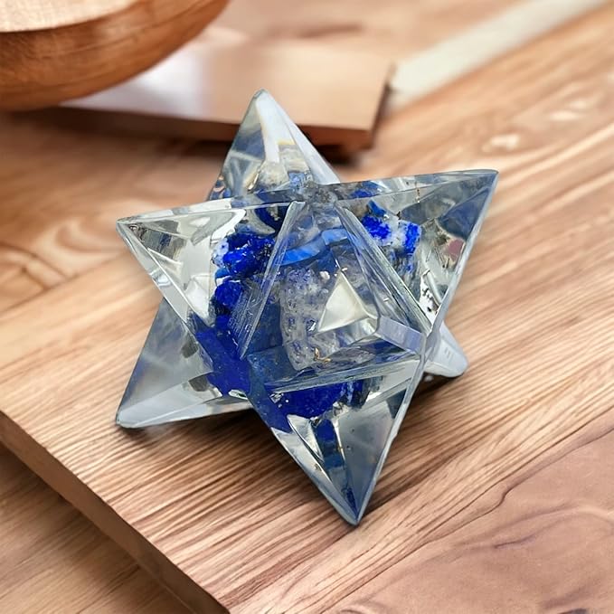 Spiritual Elementz Merkaba Star for Healing Reiki Spiritual Divine Therapy Energy, Pocket Stone Eight-Pointed Stars 1"(25mm) (Lapis Lazuli)