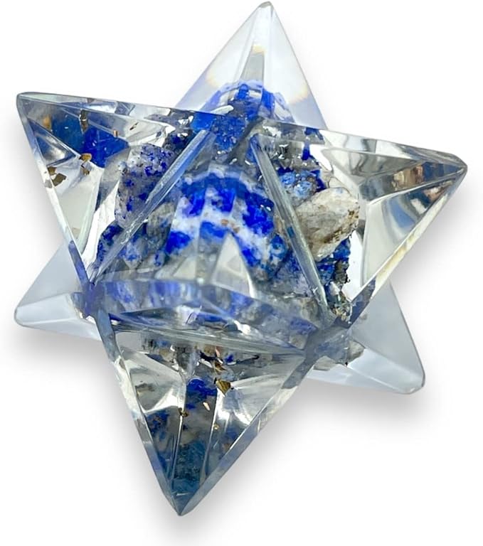 Spiritual Elementz Merkaba Star for Healing Reiki Spiritual Divine Therapy Energy, Pocket Stone Eight-Pointed Stars 1"(25mm) (Lapis Lazuli)
