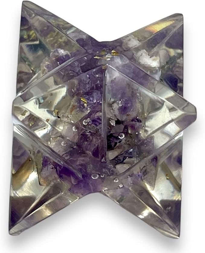 Spiritual Elementz Merkaba Star for Healing Reiki Spiritual Divine Therapy Energy, Pocket Stone Eight-Pointed Stars 1"(25mm) (Amethyst)