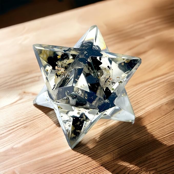 Spiritual Elementz Merkaba Star for Healing Reiki Spiritual Divine Therapy Energy, Pocket Stone Eight-Pointed Stars 1"(25mm) (Black Tourmaline)