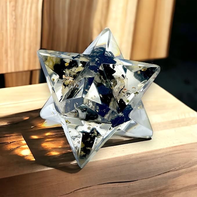 Spiritual Elementz Merkaba Star for Healing Reiki Spiritual Divine Therapy Energy, Pocket Stone Eight-Pointed Stars 1"(25mm) (Black Tourmaline)