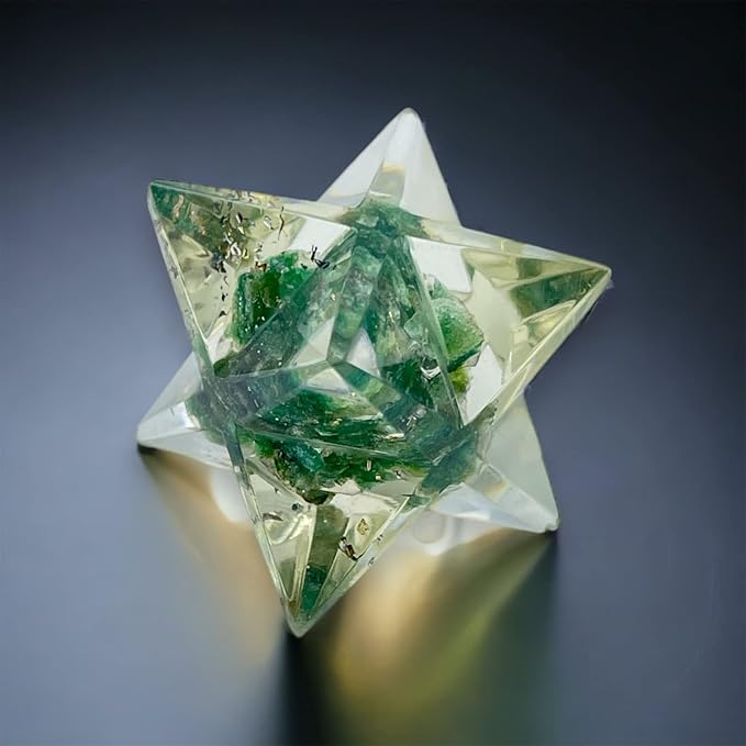 Spiritual Elementz Merkaba Star for Healing Reiki Spiritual Divine Therapy Energy, Pocket Stone Eight-Pointed Stars 1"(25mm) (Green Aventurine)