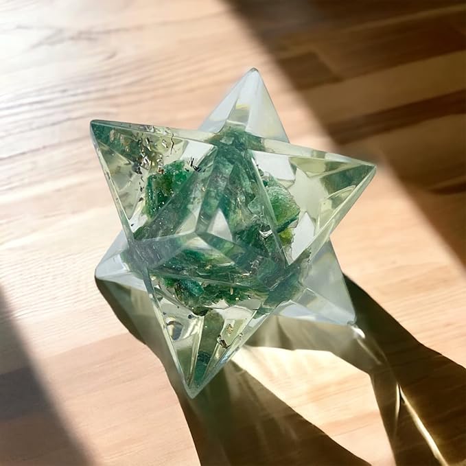 Spiritual Elementz Merkaba Star for Healing Reiki Spiritual Divine Therapy Energy, Pocket Stone Eight-Pointed Stars 1"(25mm) (Green Aventurine)