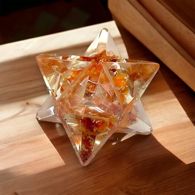 Spiritual Elementz Merkaba Star for Healing Reiki Spiritual Divine Therapy Energy, Pocket Stone Eight-Pointed Stars 1"(25mm) (Carenelian)