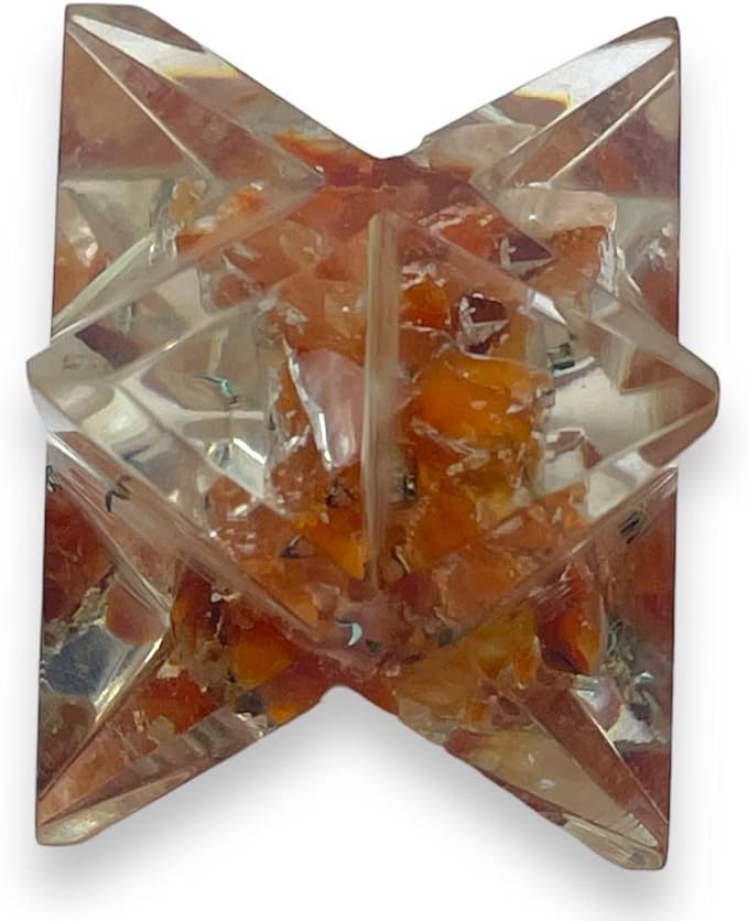 Spiritual Elementz Merkaba Star for Healing Reiki Spiritual Divine Therapy Energy, Pocket Stone Eight-Pointed Stars 1"(25mm) (Carenelian)