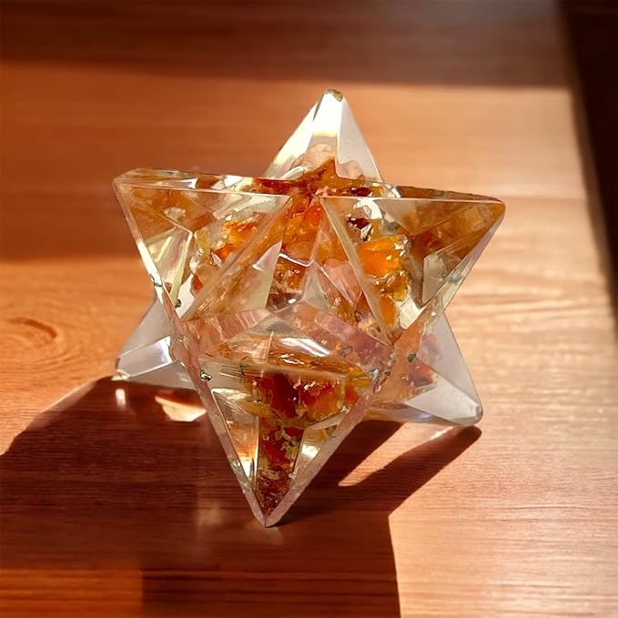 Spiritual Elementz Merkaba Star for Healing Reiki Spiritual Divine Therapy Energy, Pocket Stone Eight-Pointed Stars 1"(25mm) (Carenelian)