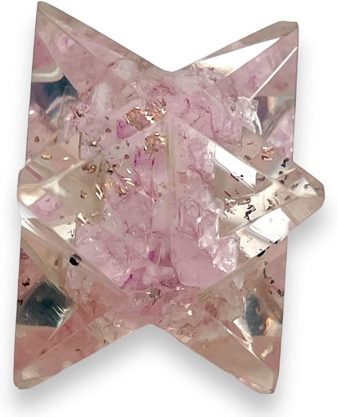 Spiritual Elementz Merkaba Star for Healing Reiki Spiritual Divine Therapy Energy, Pocket Stone Eight-Pointed Stars 1"(25mm) (Rose Quartz)