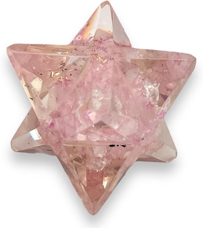 Spiritual Elementz Merkaba Star for Healing Reiki Spiritual Divine Therapy Energy, Pocket Stone Eight-Pointed Stars 1"(25mm) (Rose Quartz)