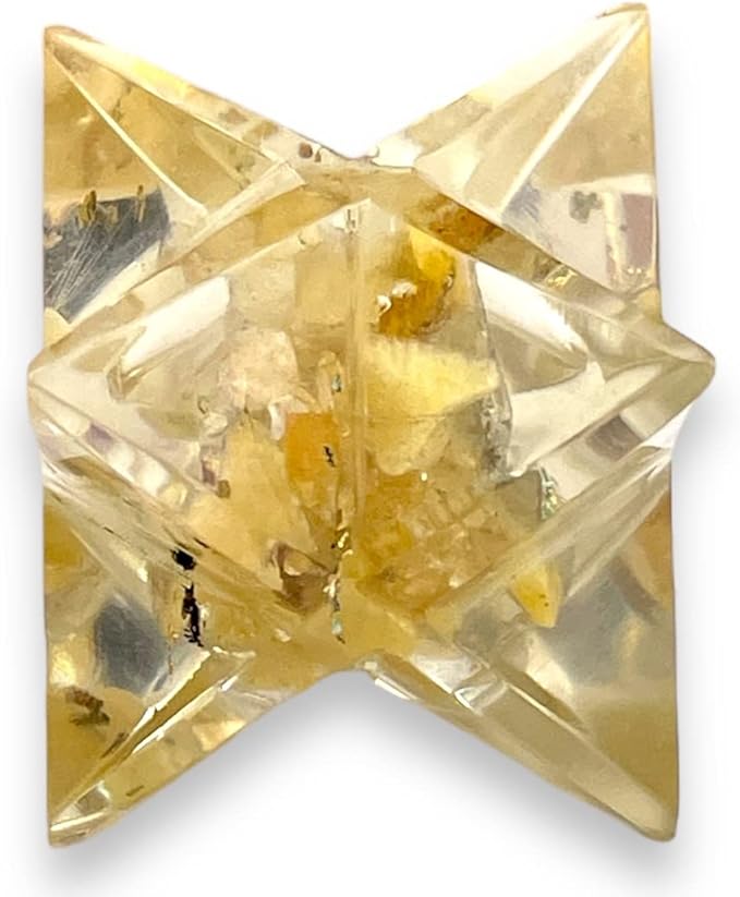 Spiritual Elementz Merkaba Star for Healing Reiki Spiritual Divine Therapy Energy, Pocket Stone Eight-Pointed Stars 1"(25mm) (Yellow Aventurine)