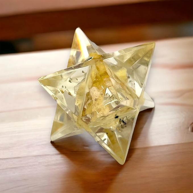 Spiritual Elementz Merkaba Star for Healing Reiki Spiritual Divine Therapy Energy, Pocket Stone Eight-Pointed Stars 1"(25mm) (Yellow Aventurine)