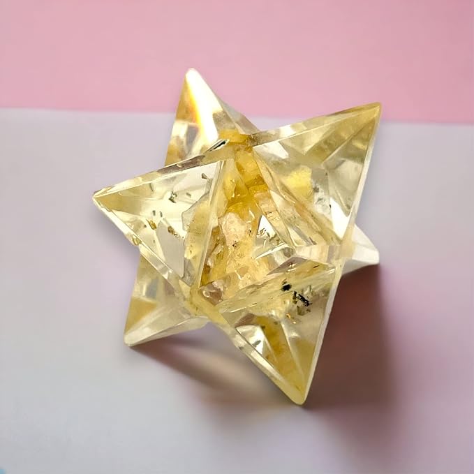 Spiritual Elementz Merkaba Star for Healing Reiki Spiritual Divine Therapy Energy, Pocket Stone Eight-Pointed Stars 1"(25mm) (Yellow Aventurine)