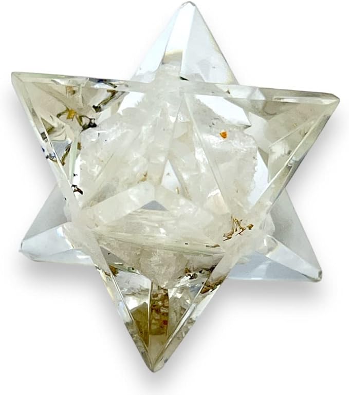 Spiritual Elementz Merkaba Star for Healing Reiki Spiritual Divine Therapy Energy, Pocket Stone Eight-Pointed Stars 1"(25mm) (Selenite)