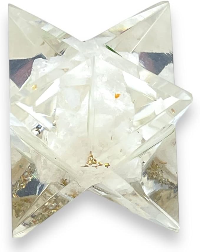 Spiritual Elementz Merkaba Star for Healing Reiki Spiritual Divine Therapy Energy, Pocket Stone Eight-Pointed Stars 1"(25mm) (Selenite)