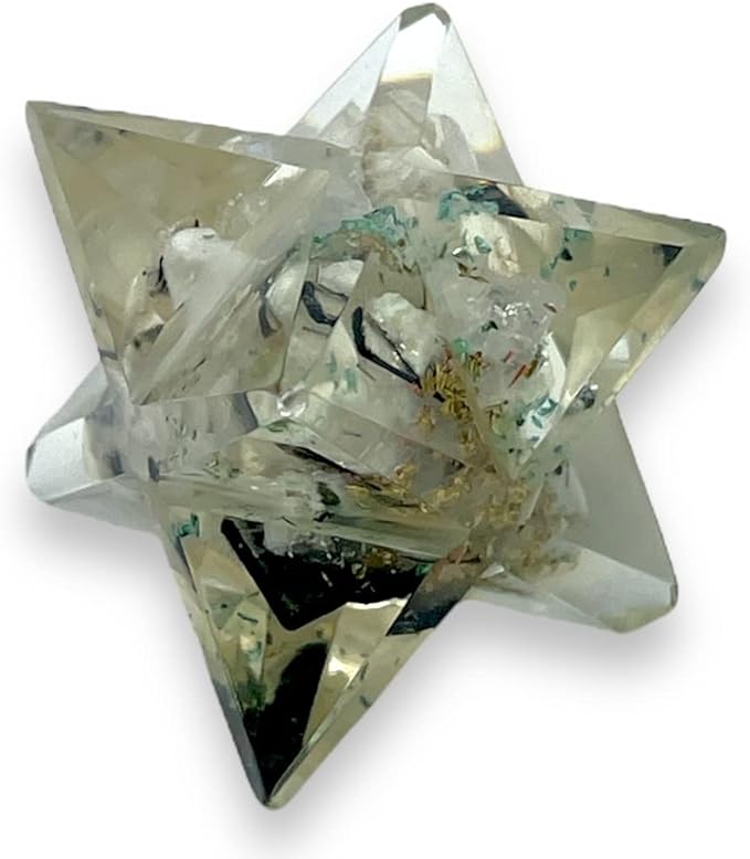 Spiritual Elementz Merkaba Star for Healing Reiki Spiritual Divine Therapy Energy, Pocket Stone Eight-Pointed Stars 1"(25mm) (Rainbow Moonstone)