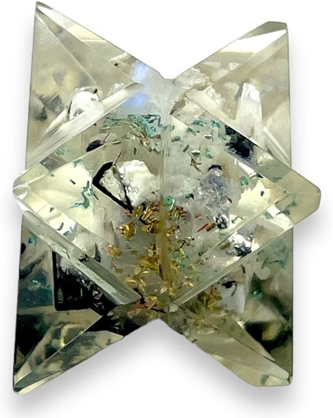 Spiritual Elementz Merkaba Star for Healing Reiki Spiritual Divine Therapy Energy, Pocket Stone Eight-Pointed Stars 1"(25mm) (Rainbow Moonstone)