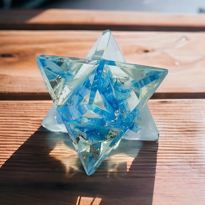Spiritual Elementz Merkaba Star for Healing Reiki Spiritual Divine Therapy Energy, Pocket Stone Eight-Pointed Stars 1"(25mm) (Turquoise)