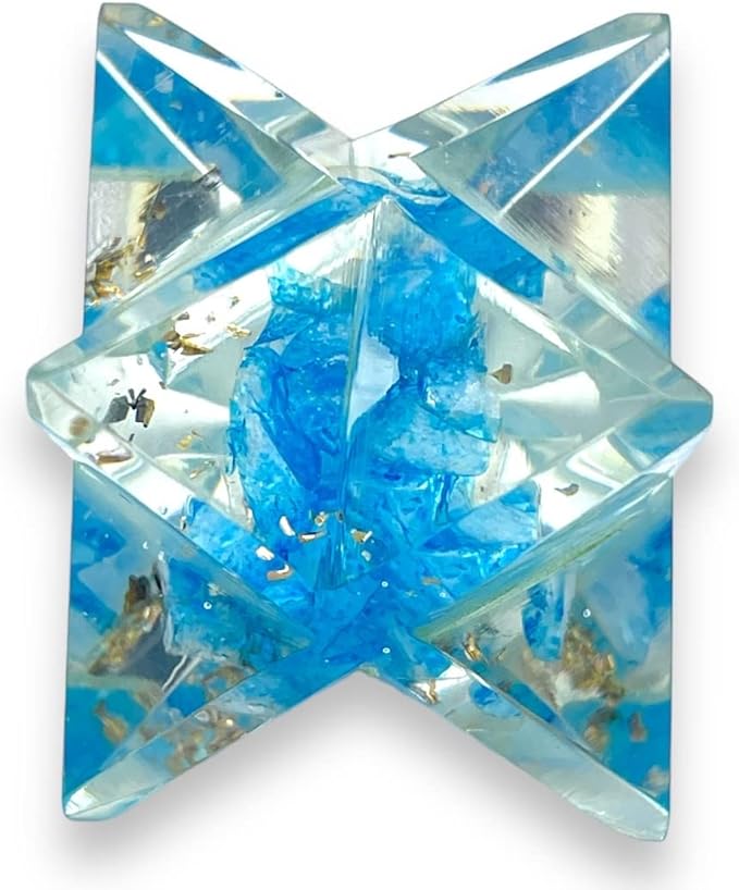 Spiritual Elementz Merkaba Star for Healing Reiki Spiritual Divine Therapy Energy, Pocket Stone Eight-Pointed Stars 1"(25mm) (Turquoise)