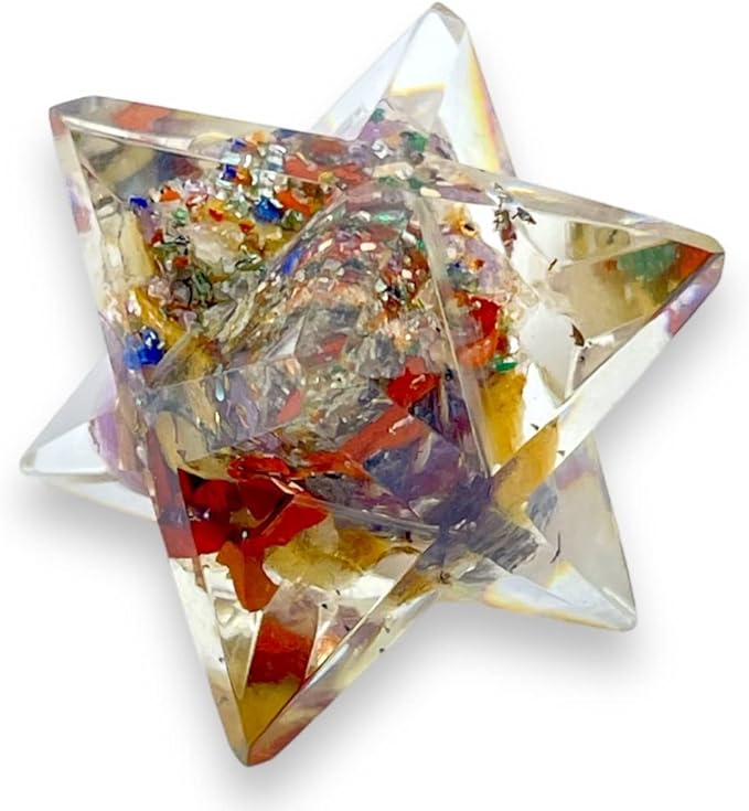 Spiritual Elementz Merkaba Star for Healing Reiki Spiritual Divine Therapy Energy, Pocket Stone Eight-Pointed Stars 1"(25mm) (7 Chakra)
