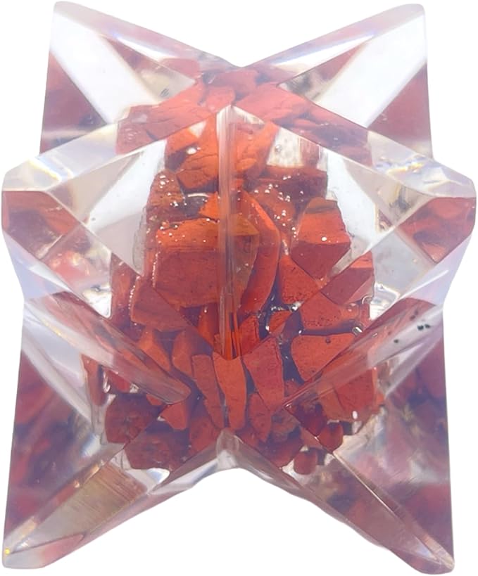 Spiritual Elementz Merkaba Star for Healing Reiki Spiritual Divine Therapy Energy, Pocket Stone Eight-Pointed Stars 1"(25mm) (Red Jasper)