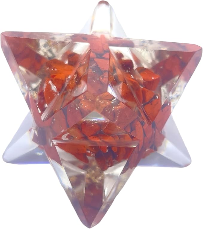 Spiritual Elementz Merkaba Star for Healing Reiki Spiritual Divine Therapy Energy, Pocket Stone Eight-Pointed Stars 1"(25mm) (Red Jasper)