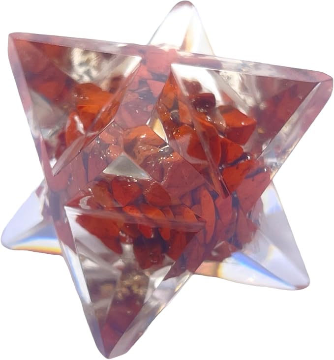 Spiritual Elementz Merkaba Star for Healing Reiki Spiritual Divine Therapy Energy, Pocket Stone Eight-Pointed Stars 1"(25mm) (Red Jasper)