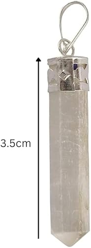 Spiritual Elementz Reiki Energized Gift Natural Crystal Selenite Gemstone Chakra Charm Pointed Pendant Unisex For Healing.