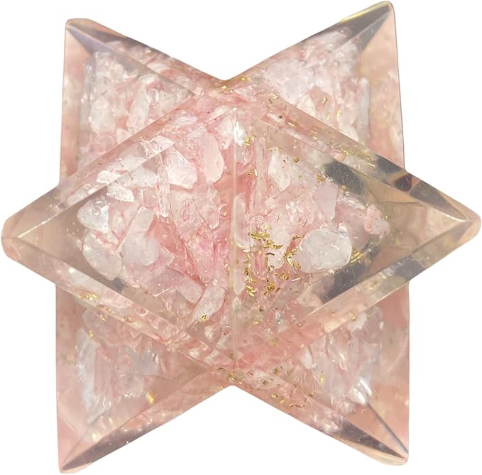 Spiritual Elementz Crystal Orgone Merkaba Star for Reiki Healing, Meditation, Balancing Alignment Grounding Positive Energy (Rose Quartz)