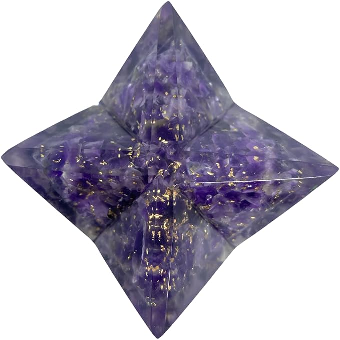 Spiritual Elementz Crystal Orgone Merkaba Star for Reiki Healing, Meditation, Balancing Alignment Grounding Positive Energy (Amethyst)