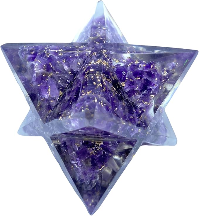 Spiritual Elementz Crystal Orgone Merkaba Star for Reiki Healing, Meditation, Balancing Alignment Grounding Positive Energy (Amethyst)